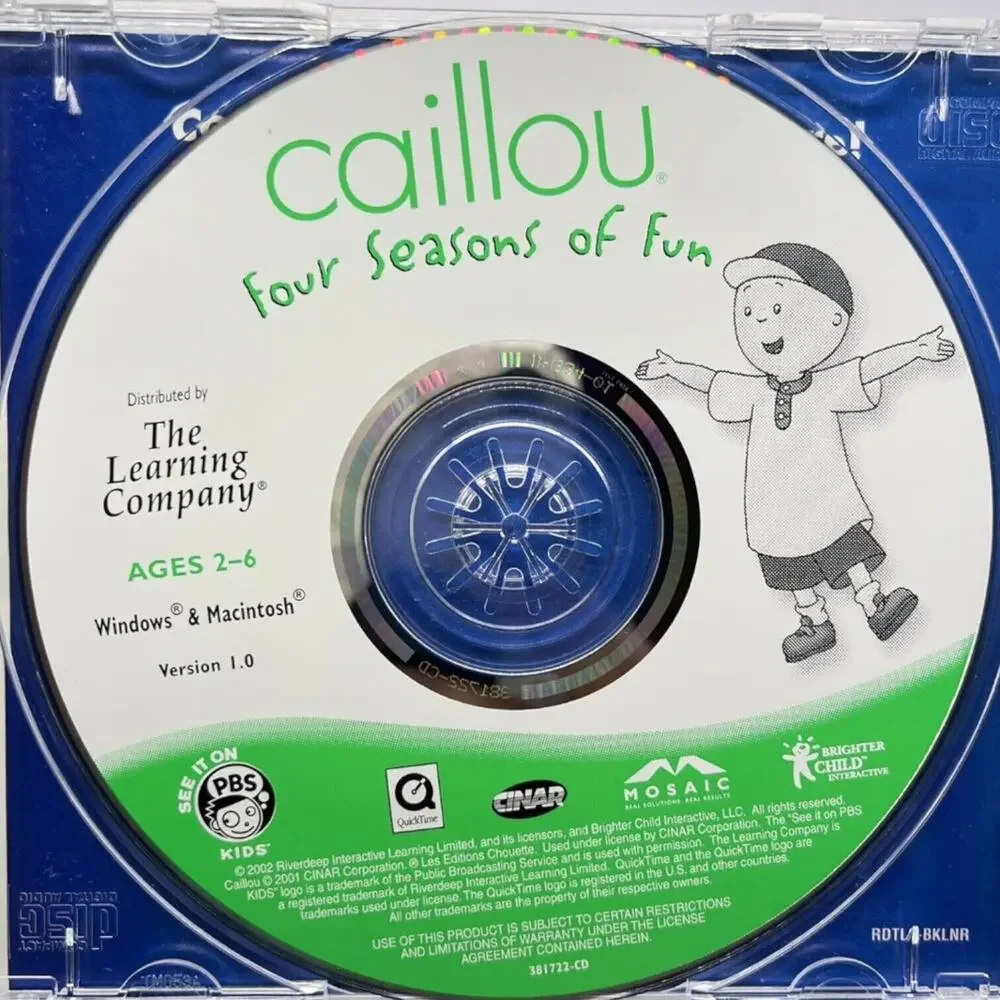 Caillou Four Seasons of Fun (CD ROM, 2002) Game PBS Kids Windows Macintosh WORKS